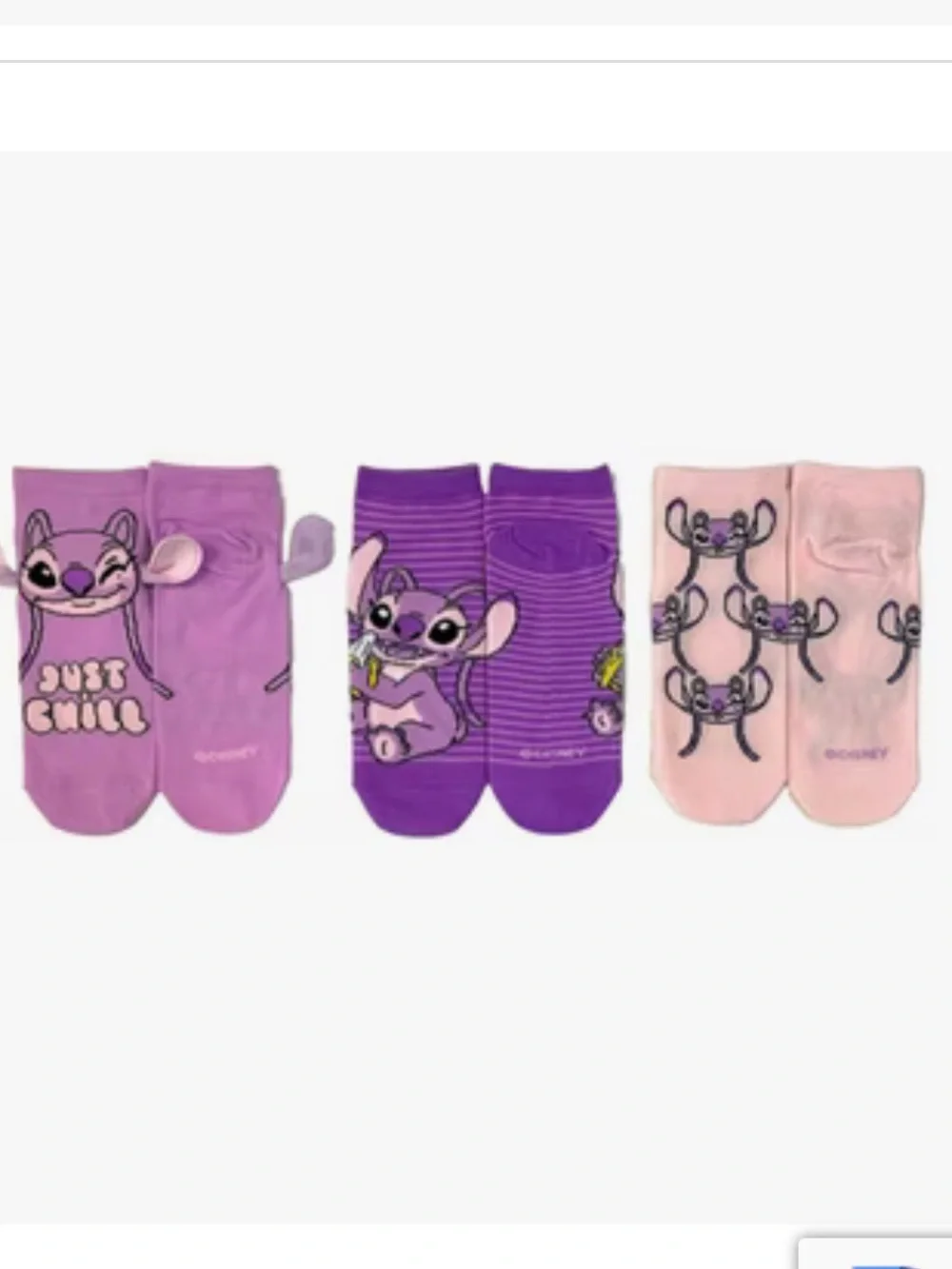 Disney Lilo & Stitch Angel Polyester Socks w/ 3D Ears 3-pack